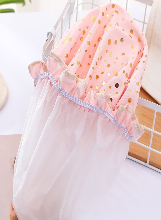 Qeuly 2 Pack Waterproof Shower Cap, Reusable Shower Cap for Women, Elastic Bathing Shower Hat Double Layers Bathing Hair Cap PEVA Lined Shower Hair Bath Cap (Pink Dots / Star) - Image 2