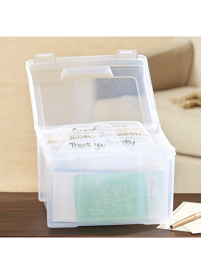 The Lakeside Collection Clear Card File Box With Six Dividers 10 X 7 Perfect For Photo Scrapbook Craft And Greeting Card Storage - Image 5
