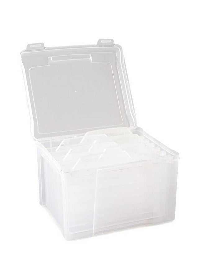 The Lakeside Collection Clear Card File Box With Six Dividers 10 X 7 Perfect For Photo Scrapbook Craft And Greeting Card Storage - Image 1