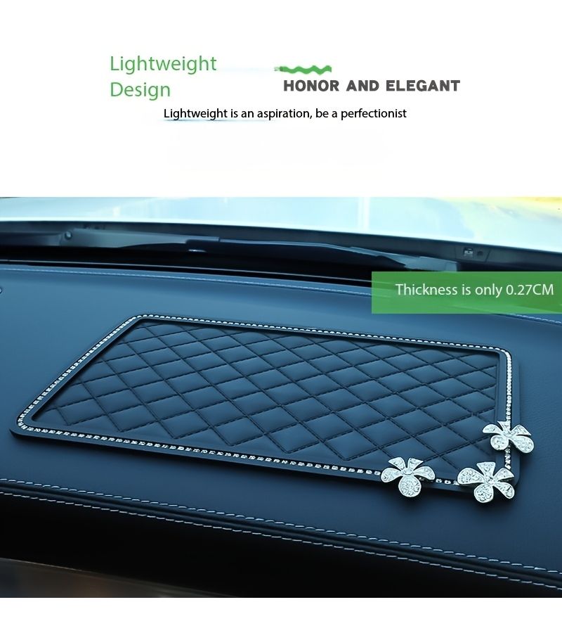 Diamond Encrusted Small Daisy Car Non Slip Mat Dashboard Storage Decor - Image 3