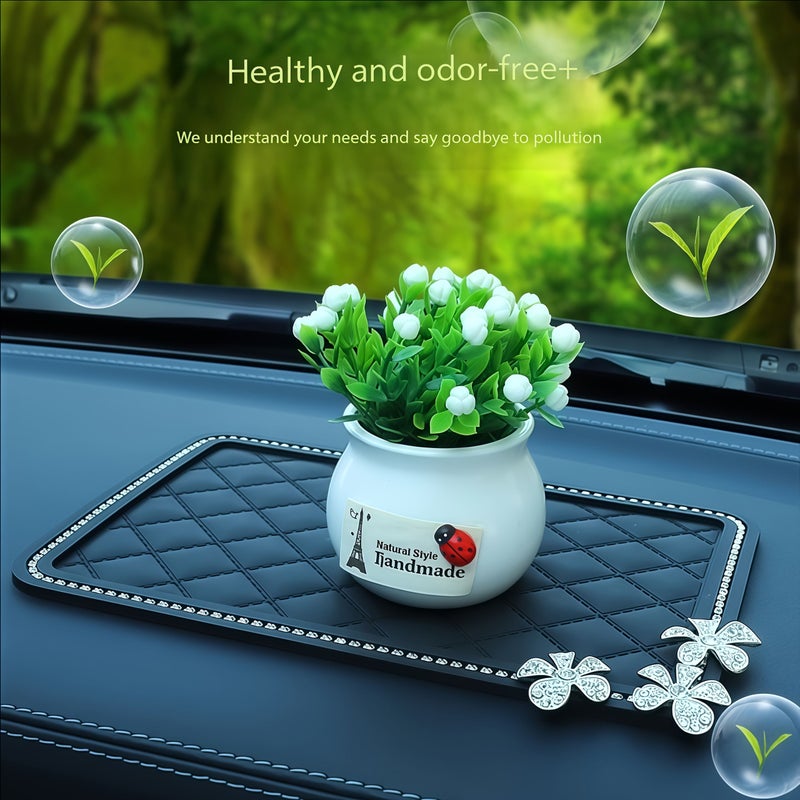 Diamond Encrusted Small Daisy Car Non Slip Mat Dashboard Storage Decor - Image 2