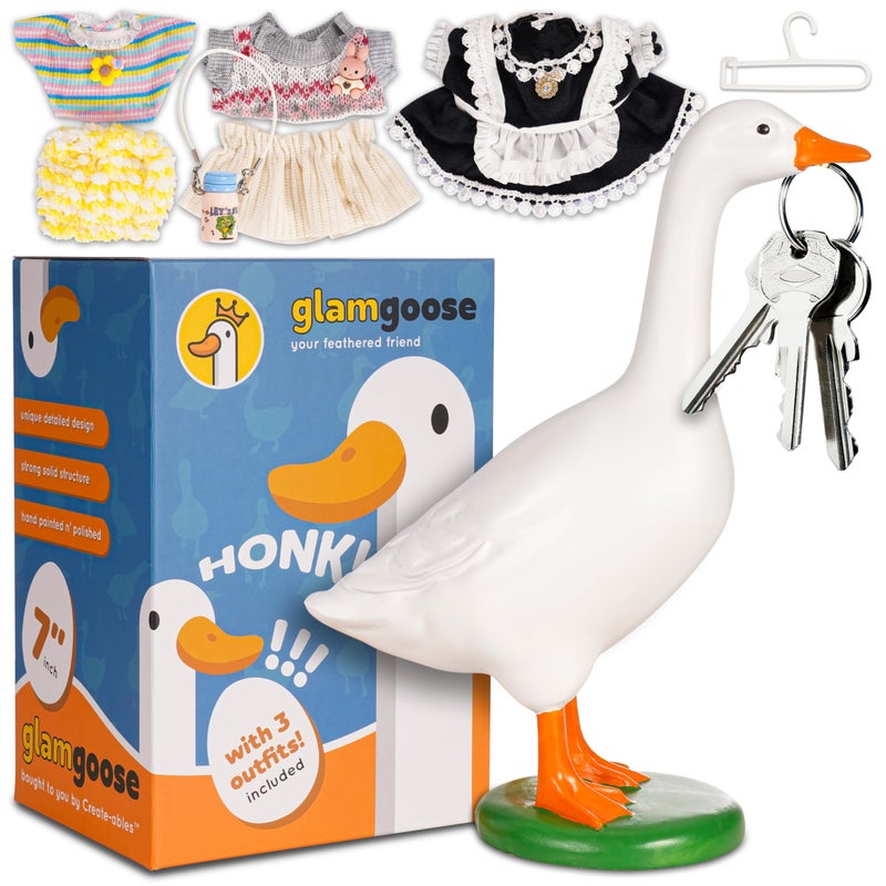 Create-ables Desk Goose with Set of Three 7 Inch Desk Goose Outfits 7 Inches, Desktop Goose Statue with Weighted Base, Cute Home Decor, Desk Office Decor, Birthday Gifts for Women (Set A) - Image 1