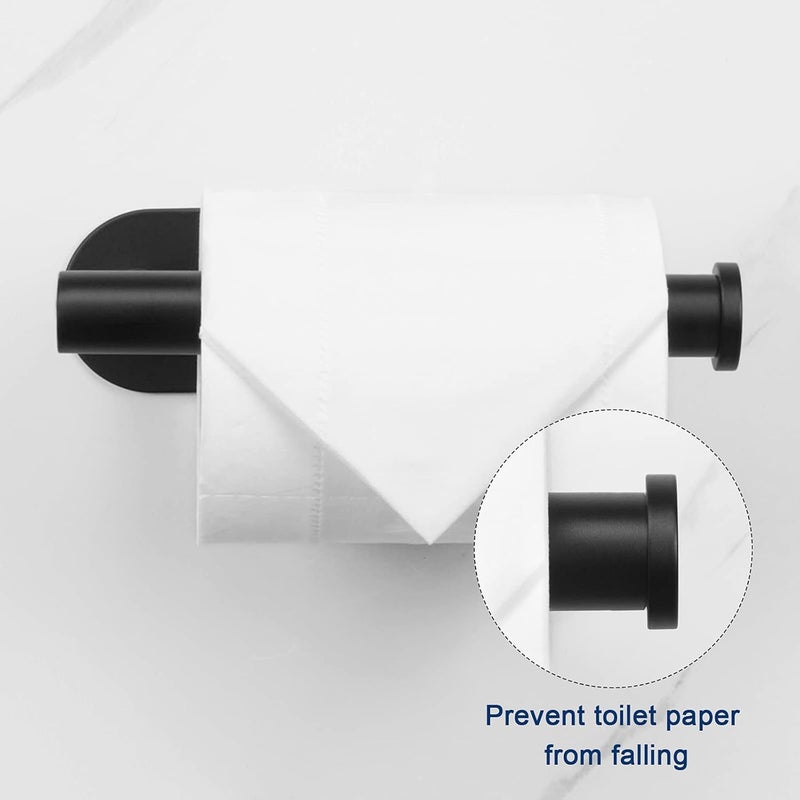 HASTHIP Tissue Paper Holder SelfAdhesive Premium Thicken SUS304 Stainless Steel Rustproof Adhesive Toilet Roll Holder no Drilling for Bathroom Kitchen Washroom 1 Pack Matte Black - Image 3