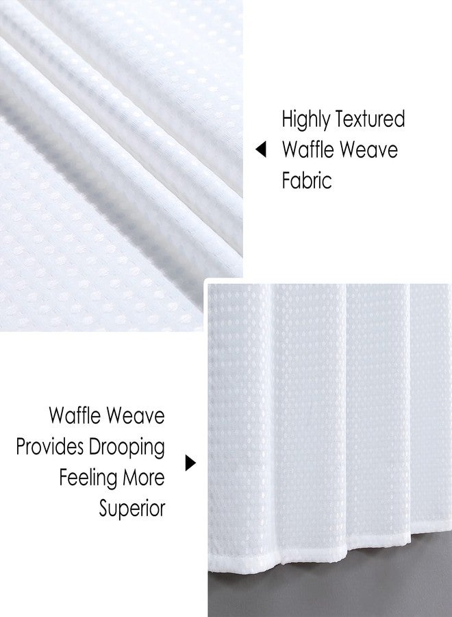 Home Queen White Water Resistant Bathroom Window Curtain, Waffle Textured Half Tier Curtains for Kitchen Cafe, 36" W X 45" L Inches, Set of 2 - Image 4