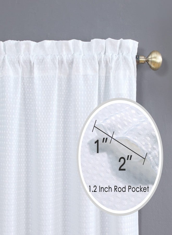 Home Queen White Water Resistant Bathroom Window Curtain, Waffle Textured Half Tier Curtains for Kitchen Cafe, 36" W X 45" L Inches, Set of 2 - Image 2