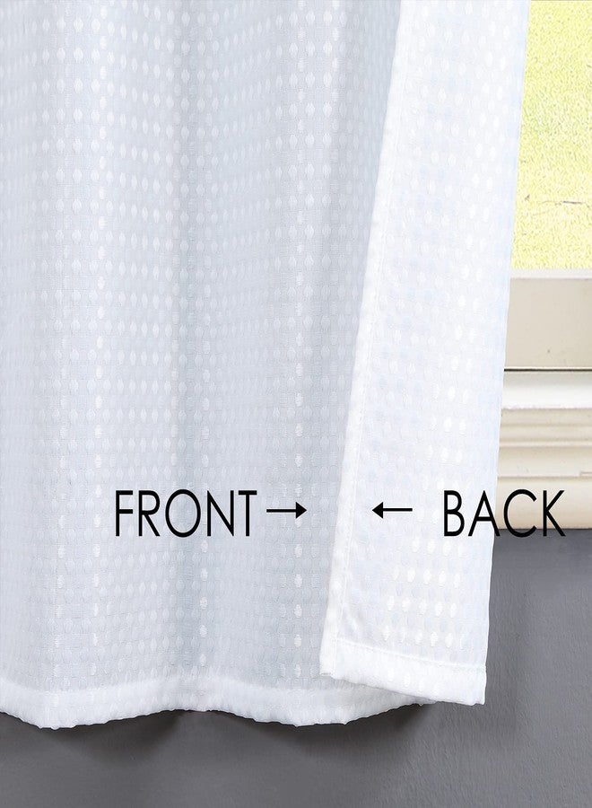 Home Queen White Water Resistant Bathroom Window Curtain, Waffle Textured Half Tier Curtains for Kitchen Cafe, 36" W X 45" L Inches, Set of 2 - Image 3
