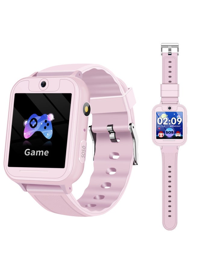 Generic - 4G Full Netcom Video Call Five Generations Waterproof Student Smart Children GPS Positioning Phone Watch-Color:F8 Version TF Card Music Game Call Positioning-pink - Image 1
