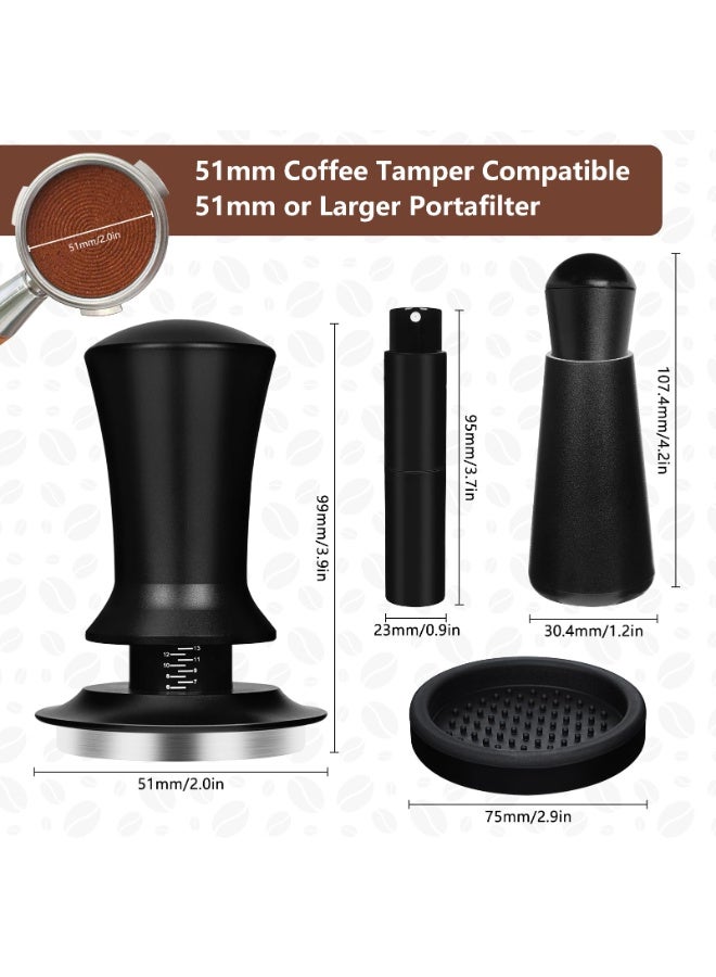 HIKMA Plus Espresso Accessories Set 51mm, 4-Piece Coffee Kit with Constant Force Tamper, WDT Tool, RDT Spray Bottle & Tamping Mat for 51mm Portafilters - Image 2