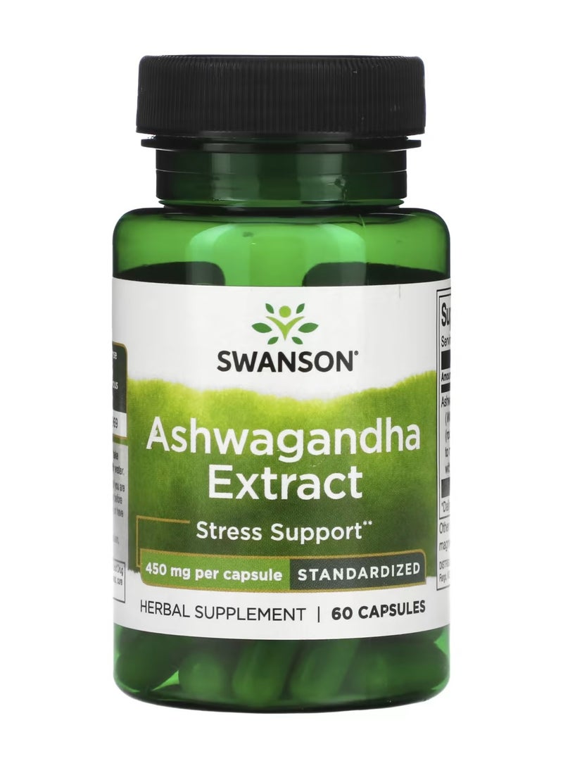 SWANSON Ashwagandha Extract, Standardized, 450 mg, 60 Capsules