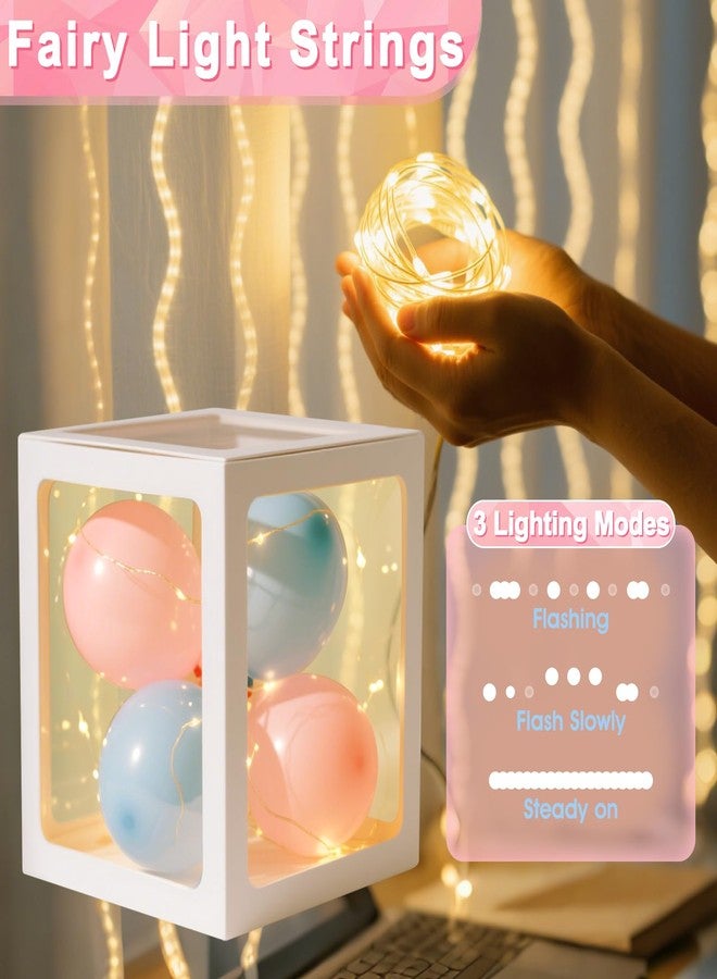 Ledido Transparent Balloon Boxes, Clear Balloon Boxes with 5 Pcs String Lights and 78 Letters for Baby Shower Gender Reveal Grad Birthday Party Anniversary Bridal Wedding Decor - 5 White Boxes - Image 2