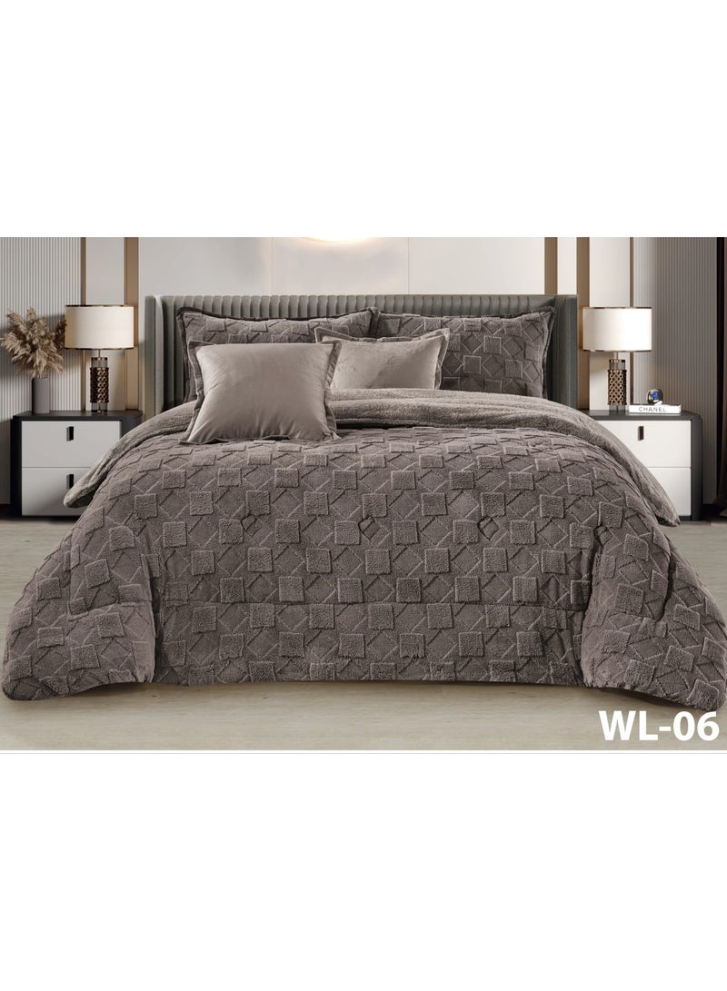 Moon 4-piece winter single bed sheet set, soft velvet middle filling with plain fur, double-sided, velvet material, quilt size 210*170