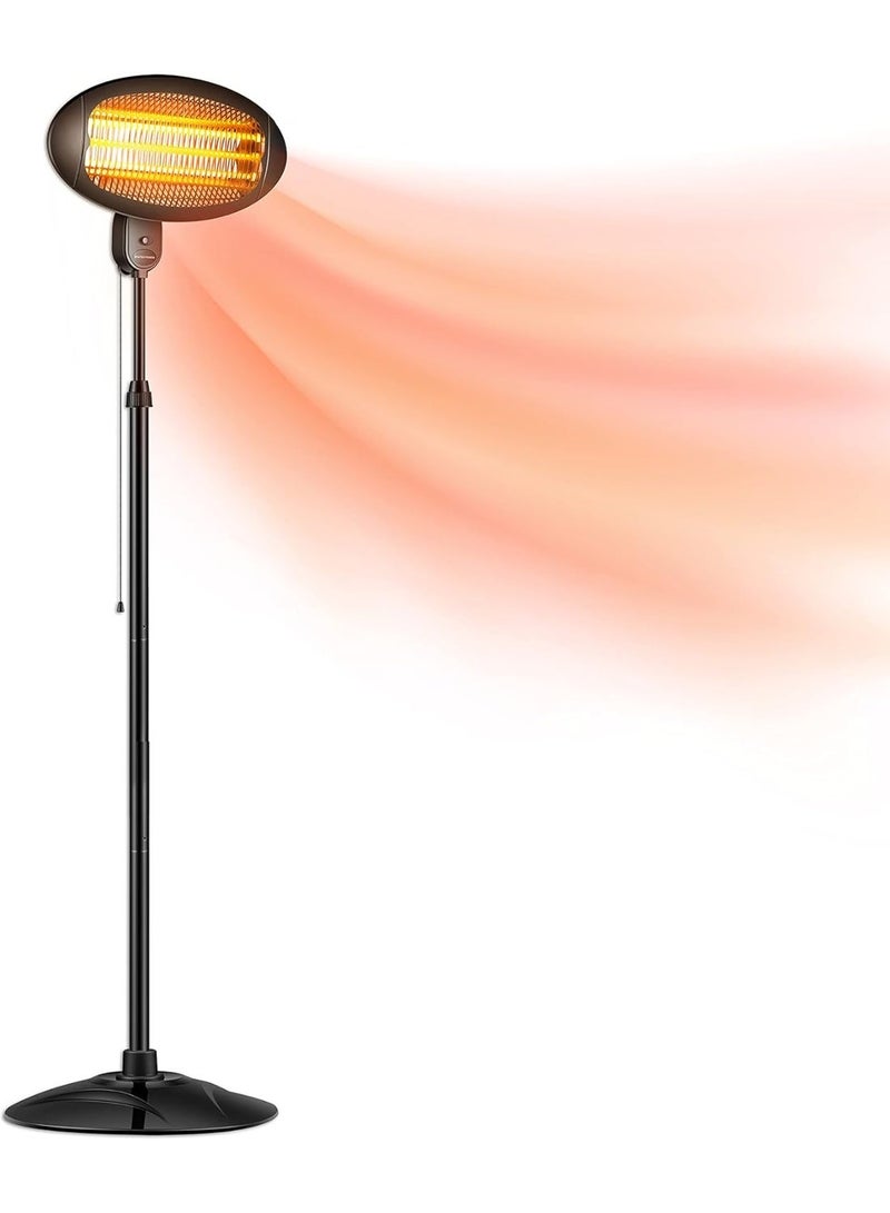 إيكون مدفأة فناء قائمة بذاتها من ايكون، 2000 وات، FHJ005، لون أسود، ارتفاع قابل للتعديل، وسهولة في التركيب - Image 1