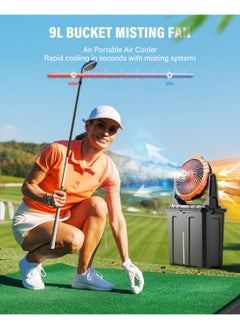 Generic 9L Bucket Portable Misting Fan for Outdoors Patios - 10IN, 20000mAh Rechargeable Battery Operated Camping Fan, 3 Strong Winds, 3 Large Spray Outlets, for Fishing/Travel/Garden/Golf/Tent/Office  - Image 4