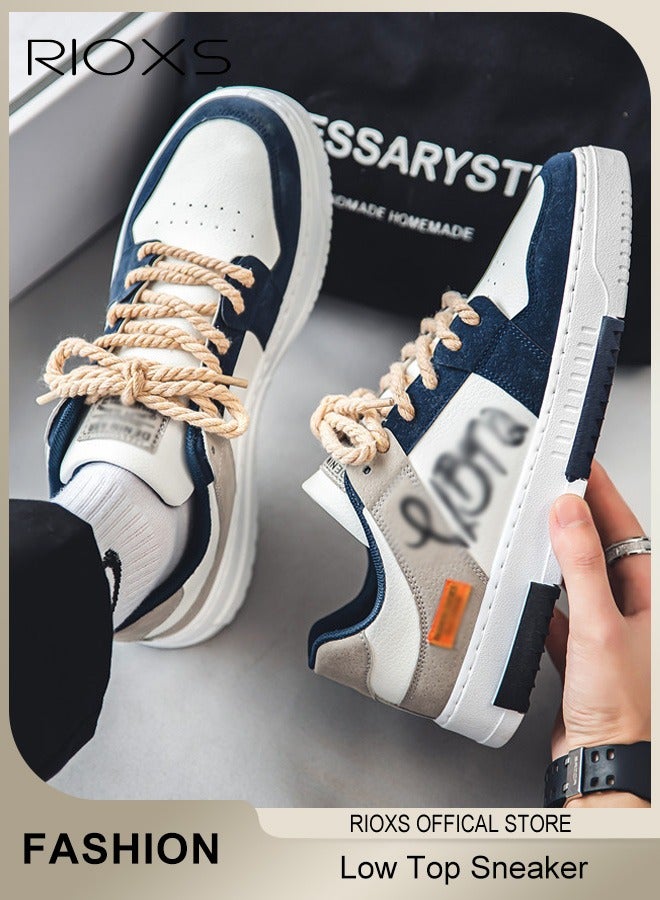 Men's Fashion Shoes, Classic Low Top Sneakers for Men, Anti-Slip Skateboard Shoes, Breathable Skate Shoes, Lace Up Flat Shoes, Trendy Color-Matching Sneakers, Lightweight Walking Sneakers, Street Style Shoes for Male, Casual Athletic Shoes for Daily Activities, Sporty Outdoor Trainers image 3