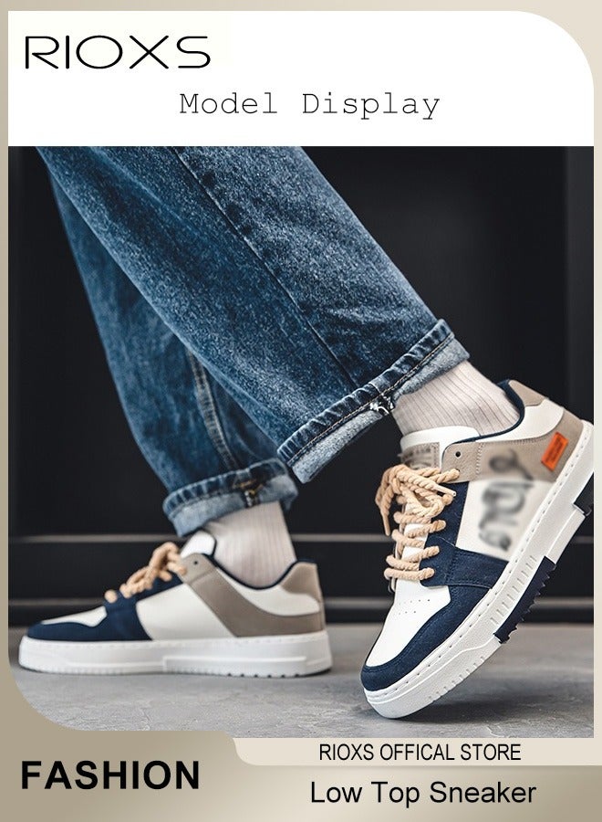 Men's Fashion Shoes, Classic Low Top Sneakers for Men, Anti-Slip Skateboard Shoes, Breathable Skate Shoes, Lace Up Flat Shoes, Trendy Color-Matching Sneakers, Lightweight Walking Sneakers, Street Style Shoes for Male, Casual Athletic Shoes for Daily Activities, Sporty Outdoor Trainers image 4