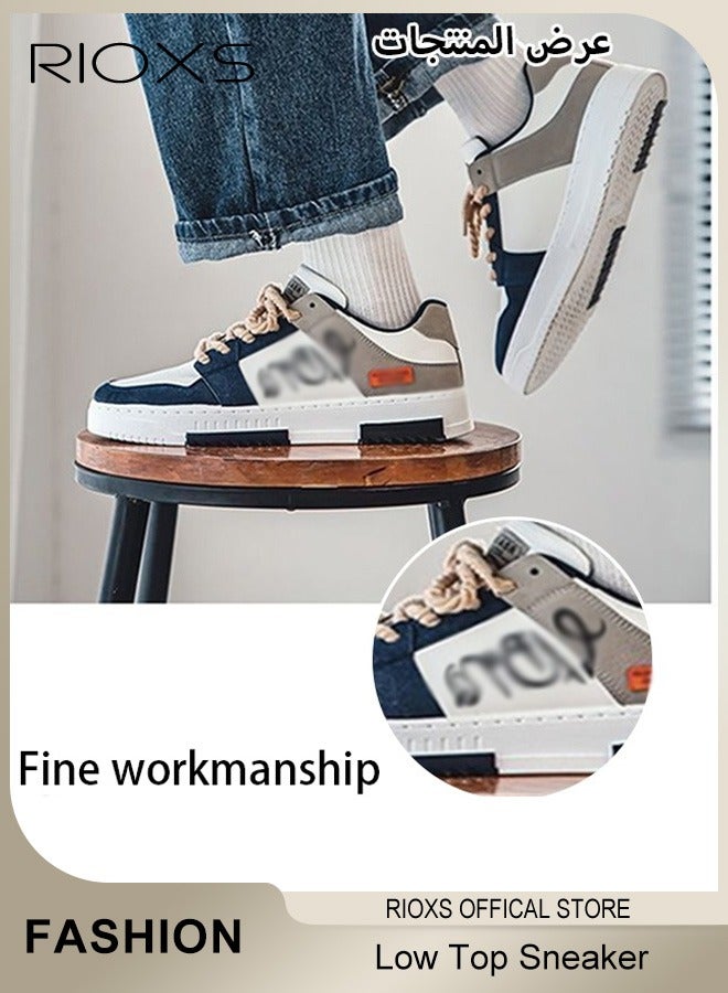 Men's Fashion Shoes, Classic Low Top Sneakers for Men, Anti-Slip Skateboard Shoes, Breathable Skate Shoes, Lace Up Flat Shoes, Trendy Color-Matching Sneakers, Lightweight Walking Sneakers, Street Style Shoes for Male, Casual Athletic Shoes for Daily Activities, Sporty Outdoor Trainers image 5