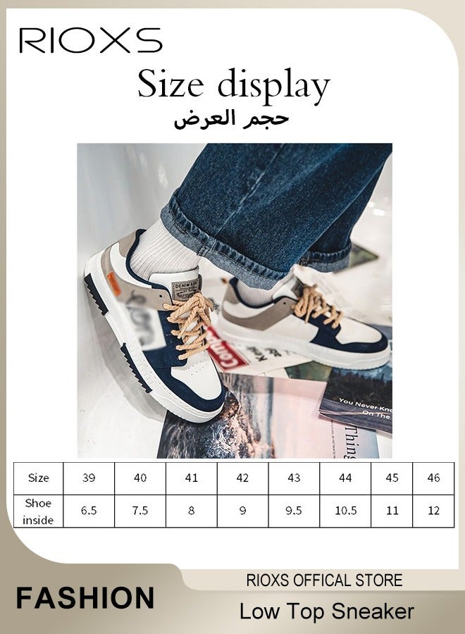 Men's Fashion Shoes, Classic Low Top Sneakers for Men, Anti-Slip Skateboard Shoes, Breathable Skate Shoes, Lace Up Flat Shoes, Trendy Color-Matching Sneakers, Lightweight Walking Sneakers, Street Style Shoes for Male, Casual Athletic Shoes for Daily Activities, Sporty Outdoor Trainers image 6
