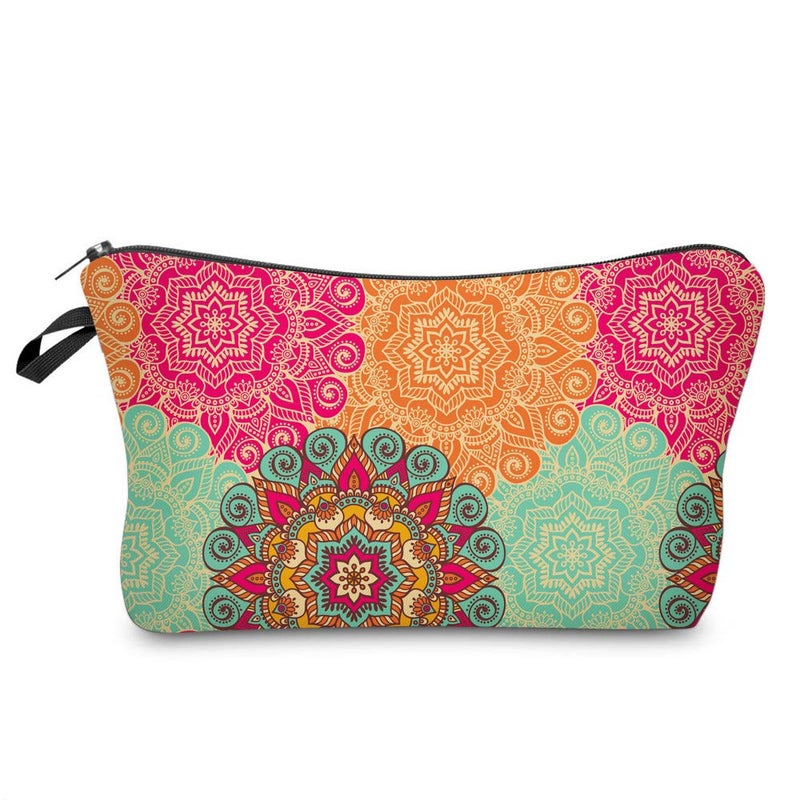 Deanfun Cosmetic Bag for Women Mandala Flowers Waterproof Makeup Bags Roomy Toiletry Pouch Travel Accessories Gifts 51560