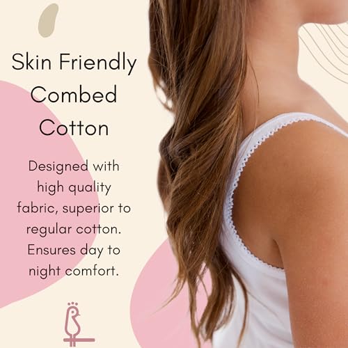 Feathers Girls Solid White Tagless Cami Super Soft Undershirts (3/Pack) 10 yrs, White - Image 5