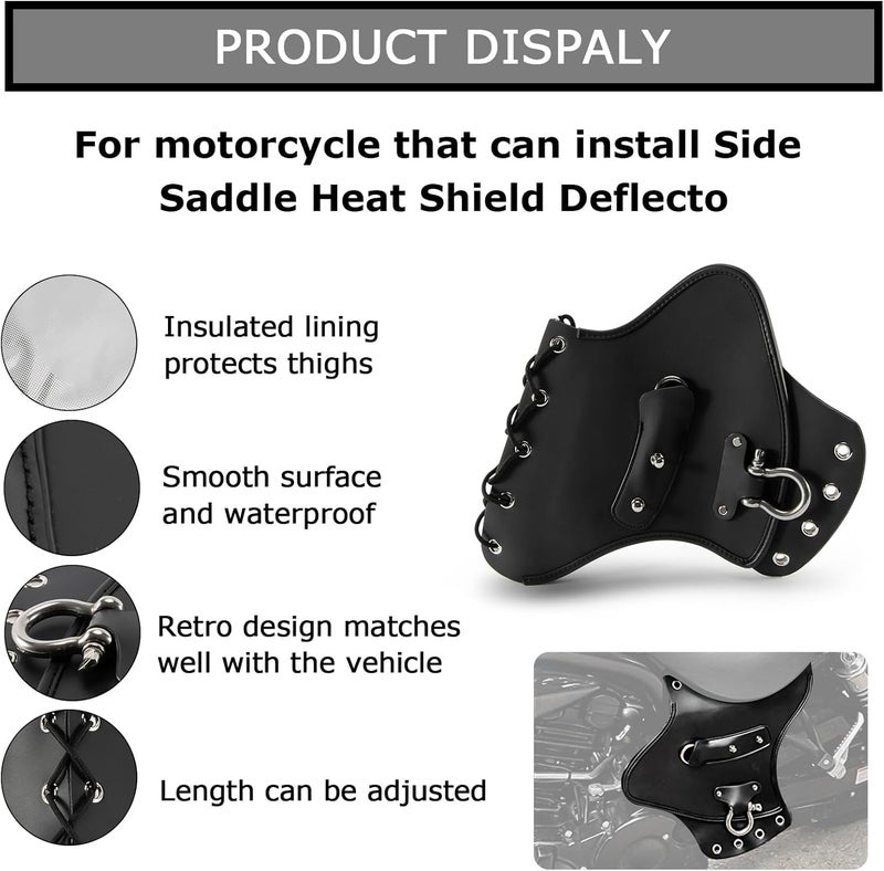 psler Leather Side Saddle Heat Shield Deflector, Universal Motorcycle Rider Heat Shield Deflector for Touring Sportster - Image 2
