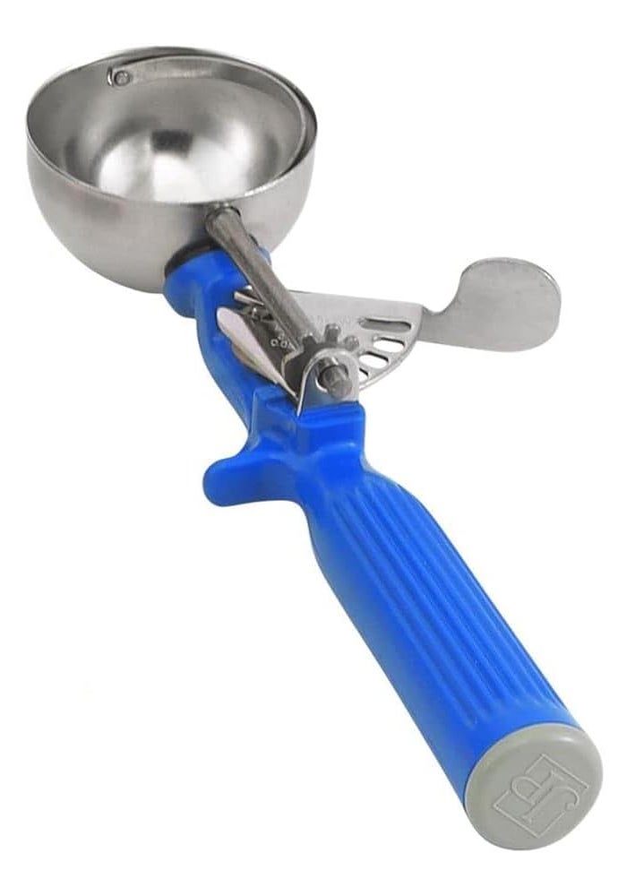 Vollrath 2 oz Stainless Steel Disher with Dark Blue Handle - Size 16 - Image 1