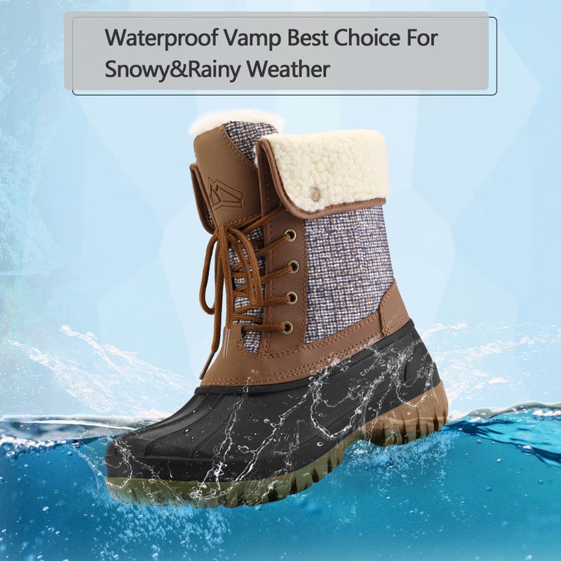 mysoft Women's Waterproof Snow Boots Insulated Warm, Lace-Up Winter Mid Calf Duck Boots for Outdoor - Image 4