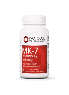 Protocol For Life Balance Mk7 Vitamin K2 160 Mcg Vitamin K2 Supports Bone Health And Vascular Elasticity In Improved Nutrition Delivery System 60 Tablets  - Image 1