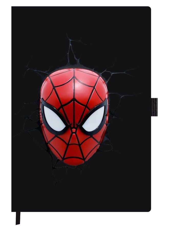 Theodor Designer A5 Thick Black Hardcover Notebook Spiderman Face - Image 1