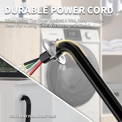 POWGRN 30 Amp 4 Prong Dryer Cord 10 FT Black, 10/4 Gauge Appliance Dryer Power Cord NEMA 14-30P to 4-Wire, Pure Copper Wire, ETL Listed - Image 5