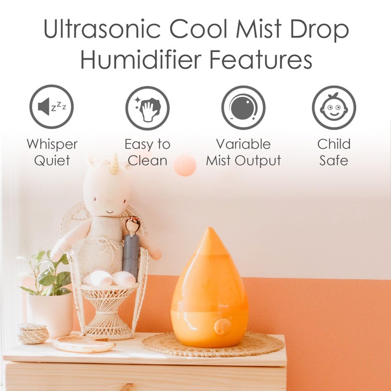 Crane Ultrasonic Cool Mist Humidifier for Bedroom, Baby Nursery, Kids Room, Plants, or Office, Large 1 Gallon Tank, Filter Optional, Orange - Image 2