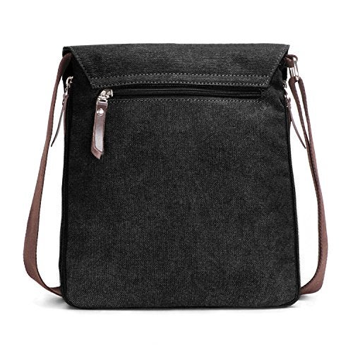 Berchirly Canvas Shoulder Bag Men Casual Travel Male 8Inch Crossbody Messenger Bags Black - Image 5