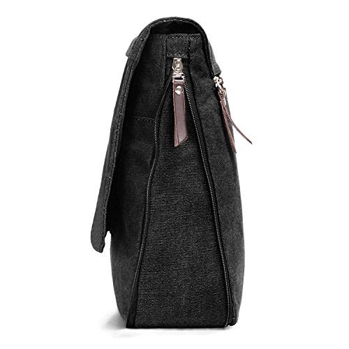 Berchirly Canvas Shoulder Bag Men Casual Travel Male 8Inch Crossbody Messenger Bags Black - Image 3