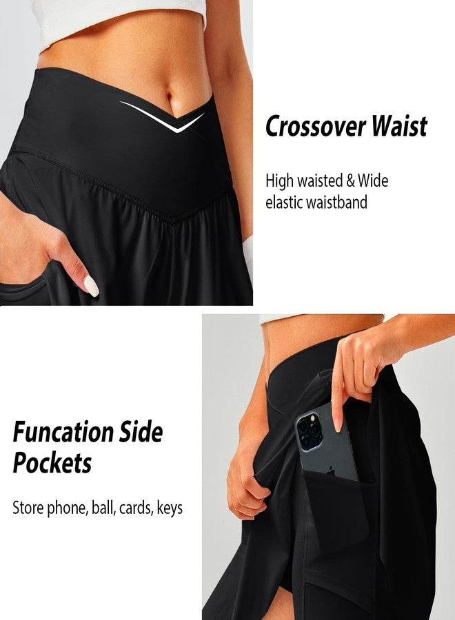 DLOODA Womens Tennis Skirt with Pockets Shorts Crossover High Waisted Athletic Skorts Skirts for Golf Running Workout Black M - Image 5