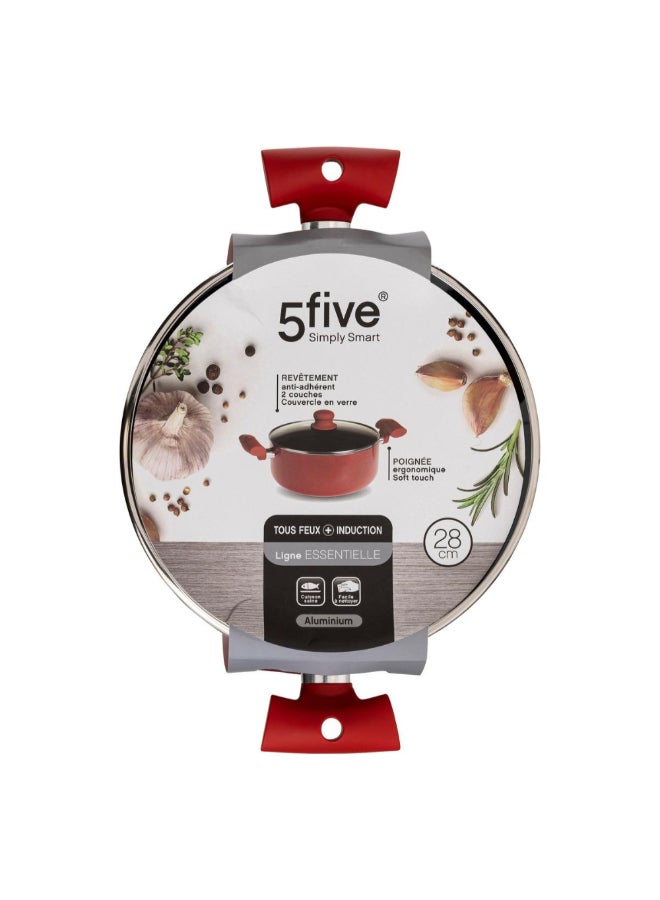 Five Simply Smart Essentielle Aluminum Induction Dutch Oven Red and Black 28 cm 128849 - Image 5