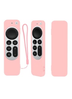For Apple 2021 For Apple TV Siri Remote 4K Remote Control Silicone Protective Cover With Rope-Color:Pink