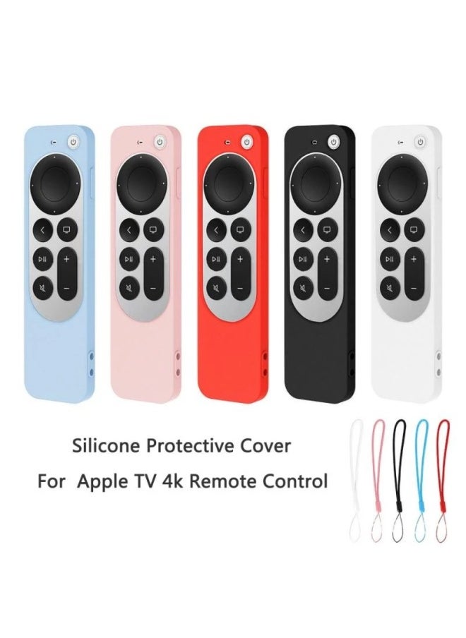Generic - For Apple 2021 For Apple TV Siri Remote 4K Remote Control Silicone Protective Cover With Rope-Color:Pink - Image 1