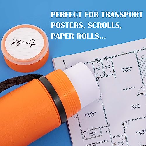 JJRING Orange Poster Tube, 25" to 40" Extendable Poster Storage Holder Tube with Carrying Strap, Poster Carrying Case for Blueprints, Scrolls, Maps and Architect Papers - Image 5