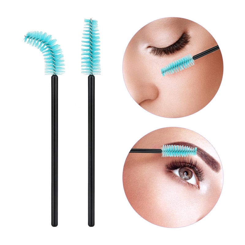 g2plus 100PCS Disposable Eyelash Brushes, Adjustable Mascara Wands Makeup Applicator, Lash Spoolies Brushes for Eyelash Extensions and Eyebrows (Blue) - Image 4