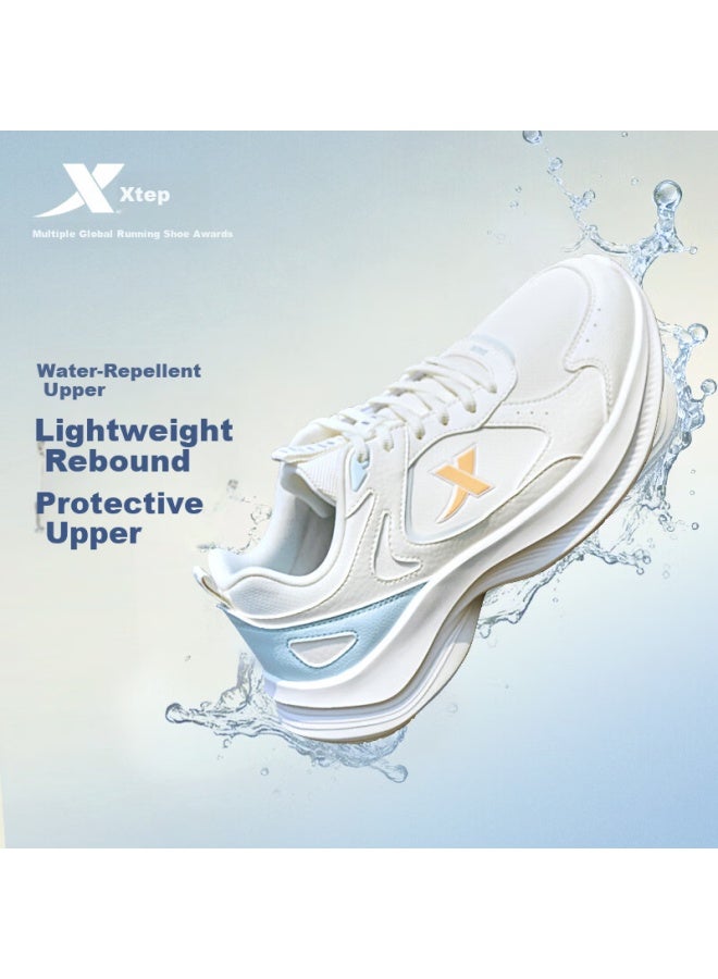 Xtep Women's Running Shoes Spring New Leather Water-repellent Lightweight Shock-absorbing Casual Sneakers