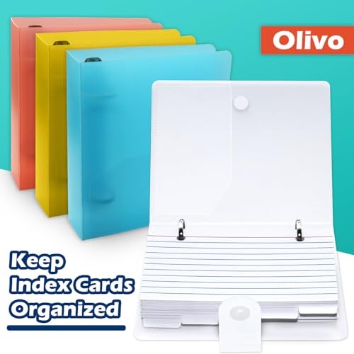 Olivo 3x5 Lined Index Cards with Ring Binder Holder and Dividers, 100 Ruled Cards, Green - Image 2