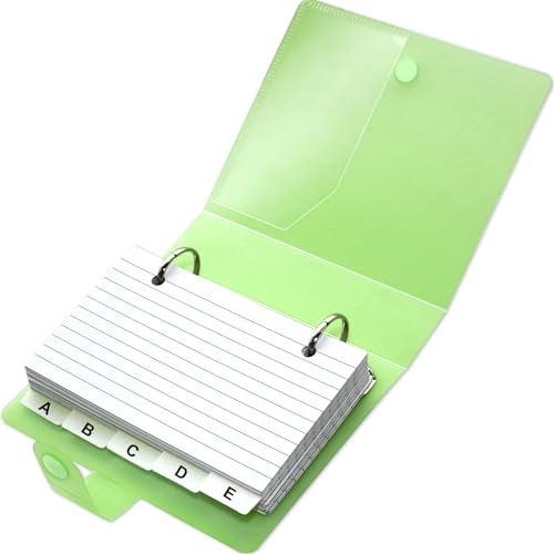 Olivo 3x5 Lined Index Cards with Ring Binder Holder and Dividers, 100 Ruled Cards, Green - Image 1
