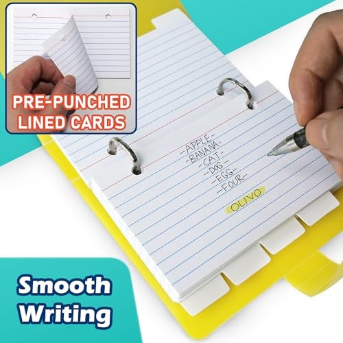 Olivo 3x5 Lined Index Cards with Ring Binder Holder and Dividers, 100 Ruled Cards, Green - Image 5