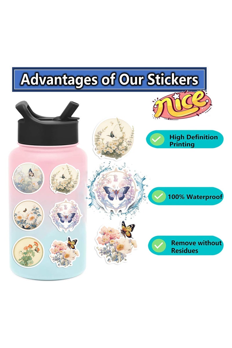 قوس قزح أورينبو مجموعة من 50 قطعة من ملصقات قصاصات الزهور والنباتات العتيقة الجميلة، ملصقات زهور مقاومة للماء، لتدوين القصاصات والحرف اليدوية والمخططات والألبومات المجمعة - Image 2