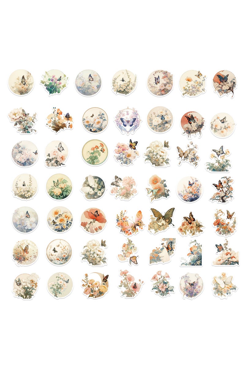 قوس قزح أورينبو مجموعة من 50 قطعة من ملصقات قصاصات الزهور والنباتات العتيقة الجميلة، ملصقات زهور مقاومة للماء، لتدوين القصاصات والحرف اليدوية والمخططات والألبومات المجمعة - Image 4