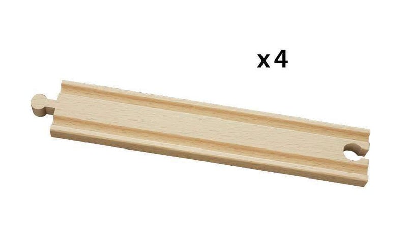 BRIO World 33341-4 Piece Long Straight Wooden Train Tracks | Expandable & Compatible Railway Set | Engineered for Kids Ages 3 and Up | FSC Certified Materials - Image 2