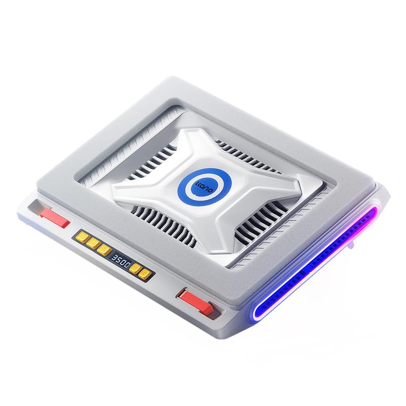 llano V10 Gaming Laptop Cooler, RGB Laptop Cooling Pad Stand with Powerful 4.72 Inch External Turbo Cooling Fan, Fast Cooling Computer 13-17.3inch, 3 Adjustable Stand, 4-Port USB C&A (White) - Image 1