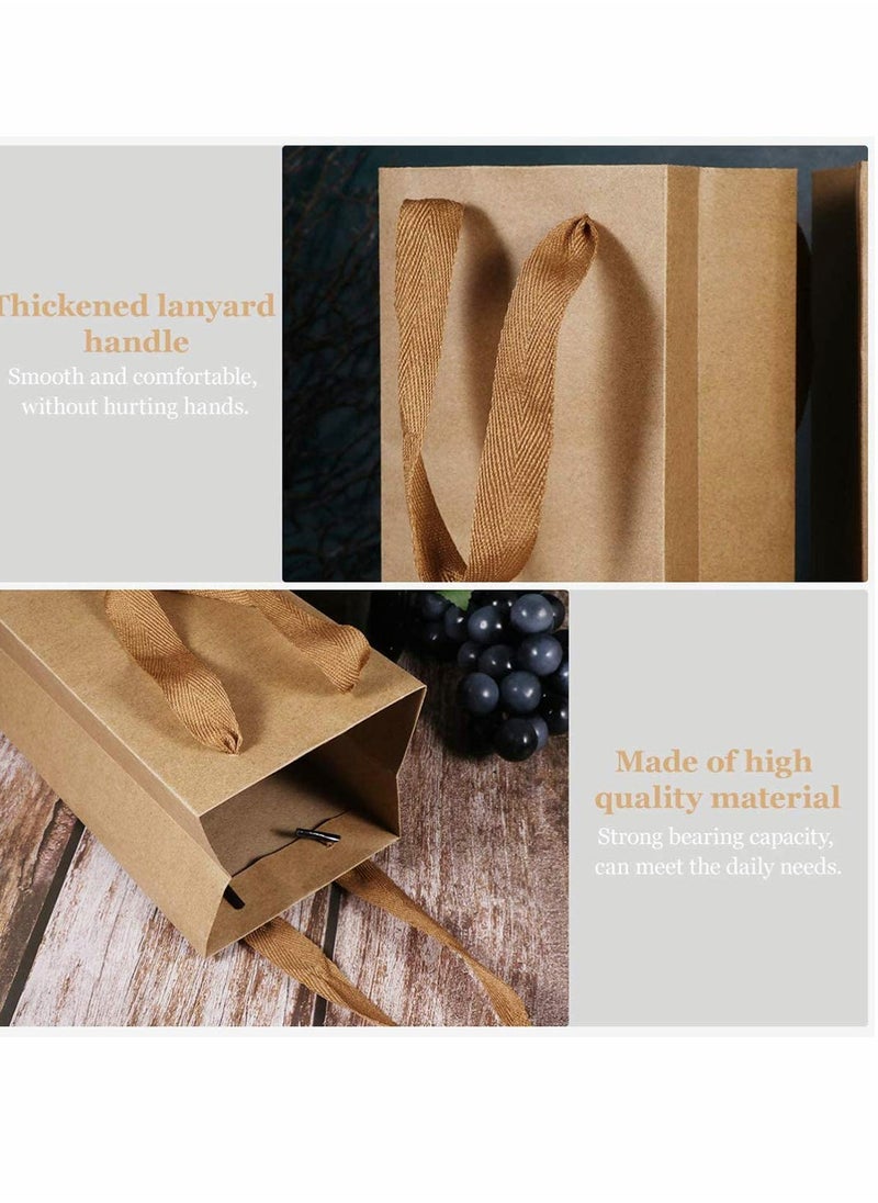 Generic Set of 12 Brown Kraft Wine Bags for Gifts Wedding Birthday Baby Shower Party Favors 11x9x35cm  - Image 1