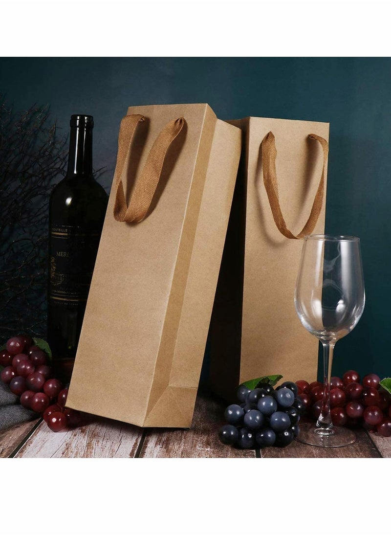 Generic Set of 12 Brown Kraft Wine Bags for Gifts Wedding Birthday Baby Shower Party Favors 11x9x35cm  - Image 3