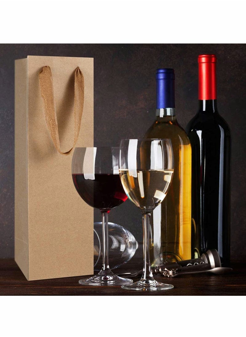 Generic Set of 12 Brown Kraft Wine Bags for Gifts Wedding Birthday Baby Shower Party Favors 11x9x35cm  - Image 2