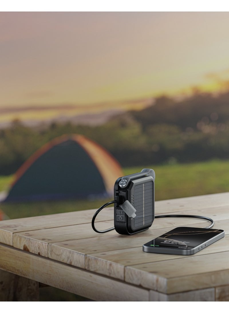 جرين ليون مصباح LED محمول يعمل بالطاقة الشمسية Lumix مع بنك طاقة 4000 مللي أمبير في الساعة / طاقة 10 وات / مدخل طاقة شمسية 1 وات / شاحن محمول صغير الحجم / وقت عمل من 6 إلى 24 ساعة / سطوع 1000 لومن / منفذ شحن USB-C / 4 أوضاع إضاءة بألوان مختلفة / زاوية قابلة للتعديل 150 درجة - رمادي - Image 3